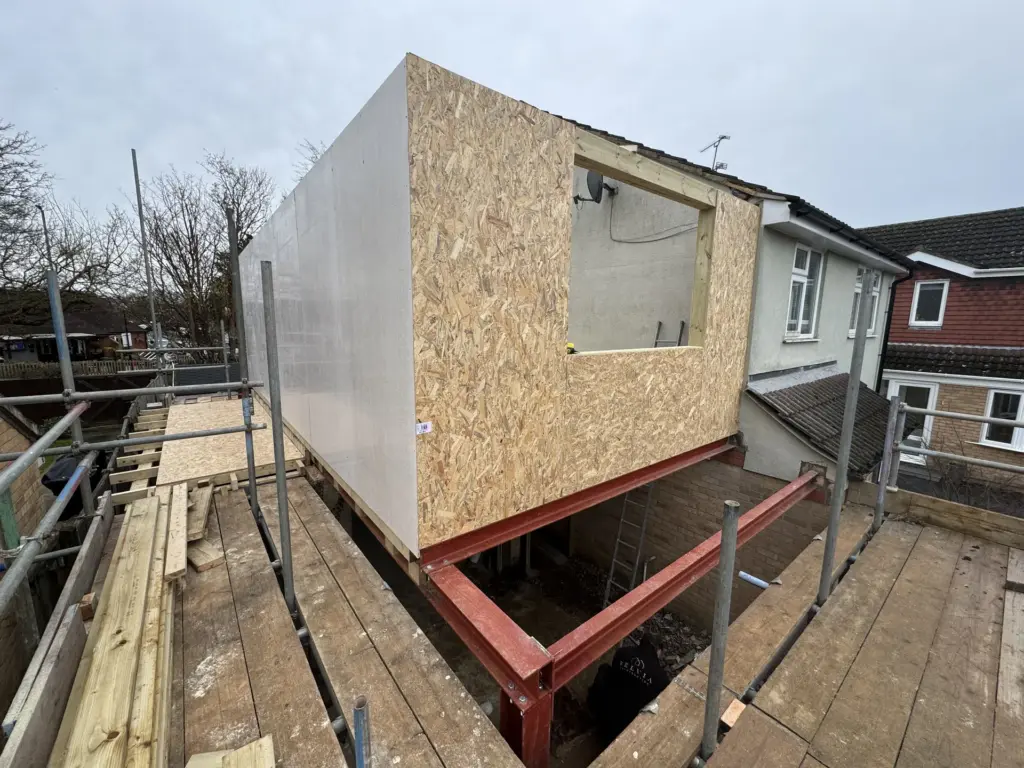 First-floor structure forming the Chelmsford second-storey link extension over the garage