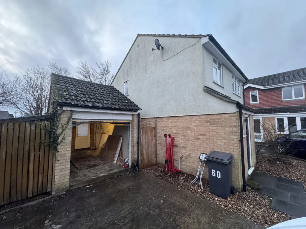 Retained garage at the Chelmsford home prepared for the second-storey link extension