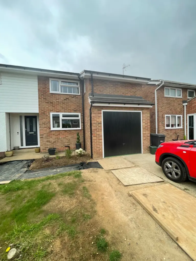 Completed double storey side extension in Kelvedon with a new attached garage at the front of the house