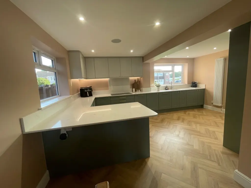Completed kitchen-dining space in a Kelvedon double storey side extension