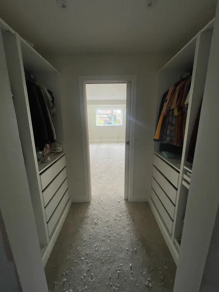 Completed walk-in wardrobe in the Kelvedon double storey side extension