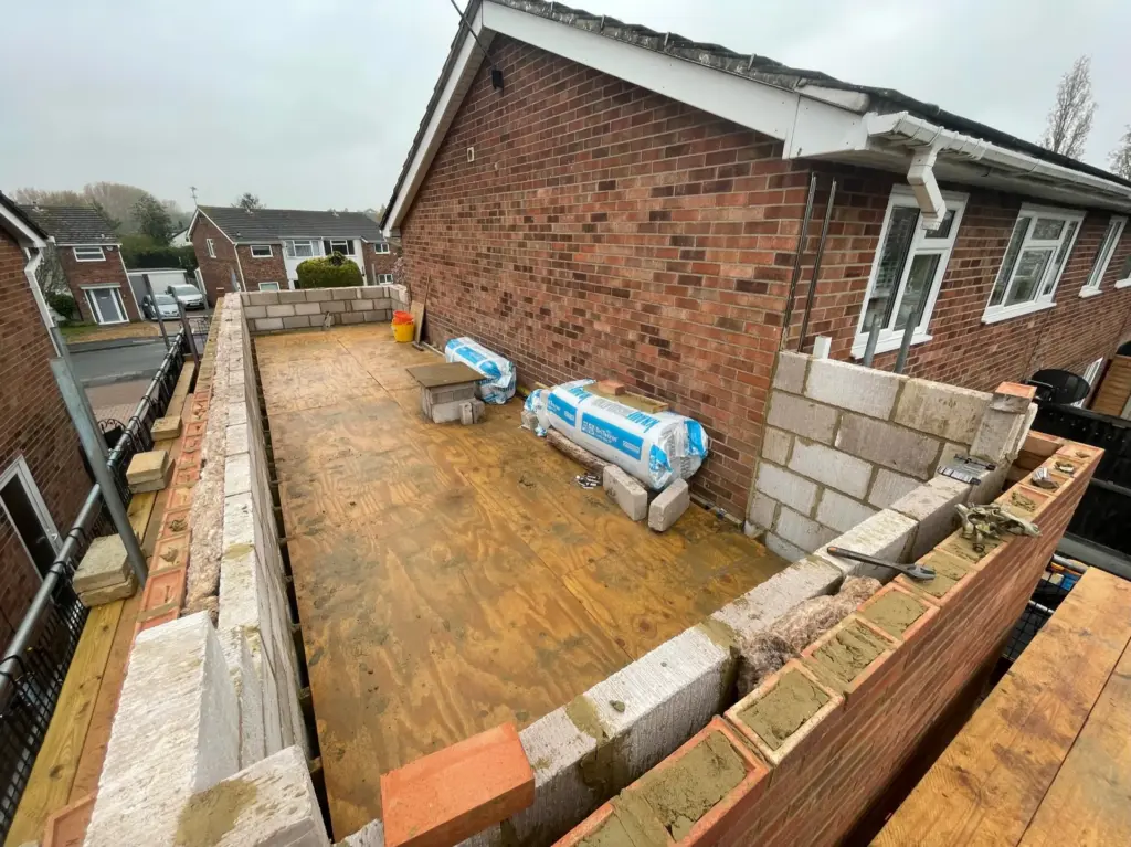 Excavation and blockwork for a double storey side extension in Kelvedon, Essex