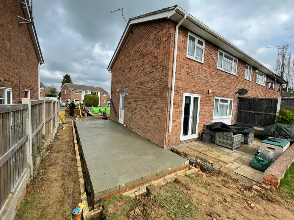 Rear external works during a double storey side extension in Kelvedon, Essex
