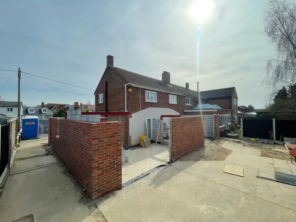 Marks tey extension brickwork started
