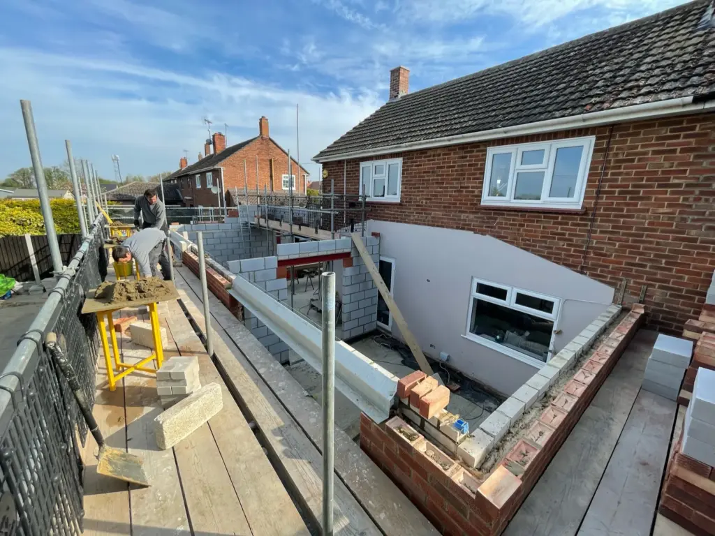 Marks tey extension brickwork continued with scaffolding 2