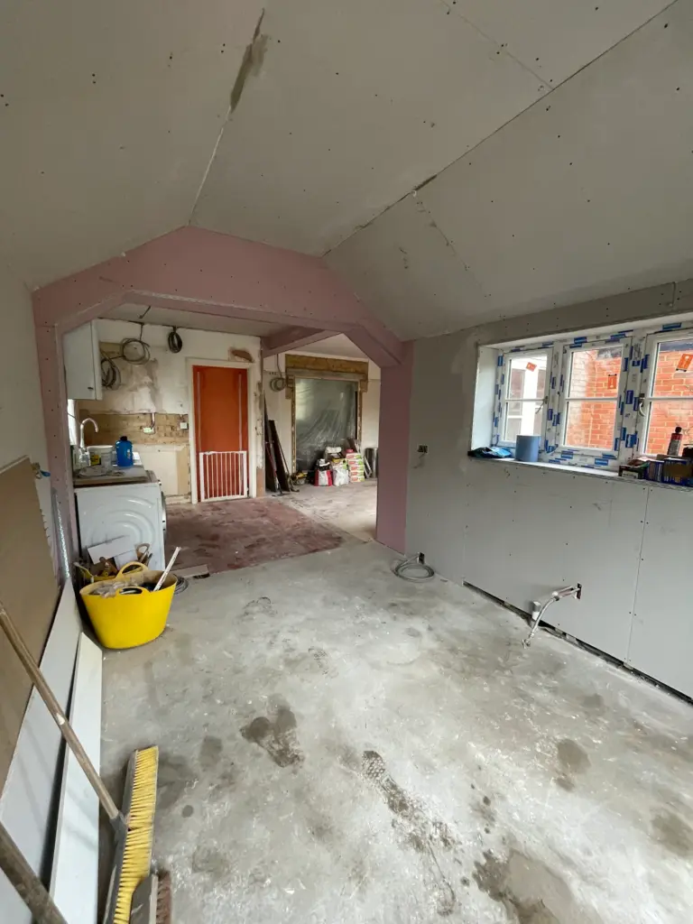 Interior of a recently renovated kitchen extension by Belvia Construction